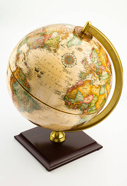 A globe showing the continents of North America, South America, Europe and Africa.